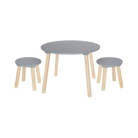 TABLE AND TWO STOOLS GREY